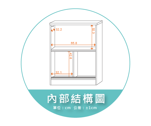 【金階塑鋼】NB613B KD 拉門書櫃 內部結構圖